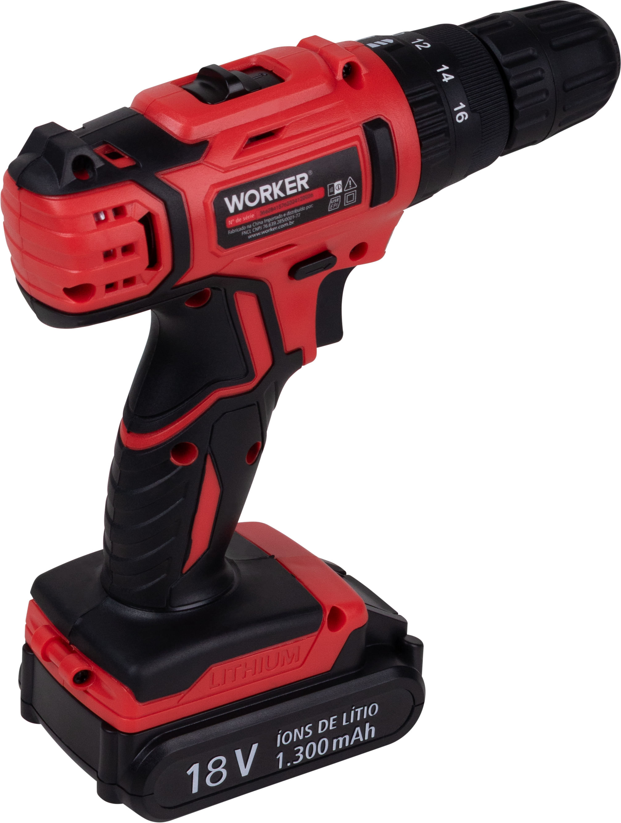 Parafusadeira 18V Impacto 1 Bat 13PCS Worker - Imagem 3