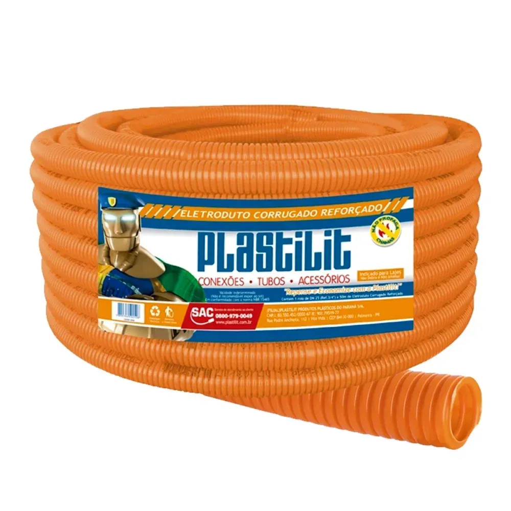 Eletroduto Corrugado Reforçado 32mmx25m Plastilit