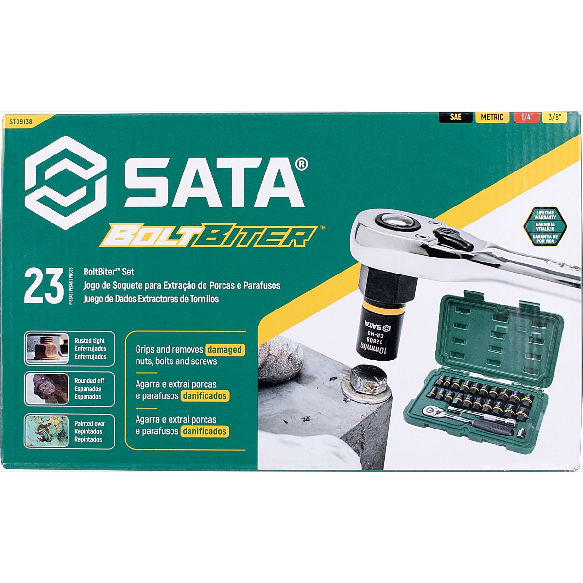 Jogo Soquete Impacto 1/4" - 3/8" 23 Peças Sata - Imagem 12