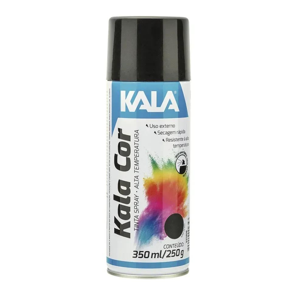 Tinta Spray Alta Temperatura Preto Fosco Kala