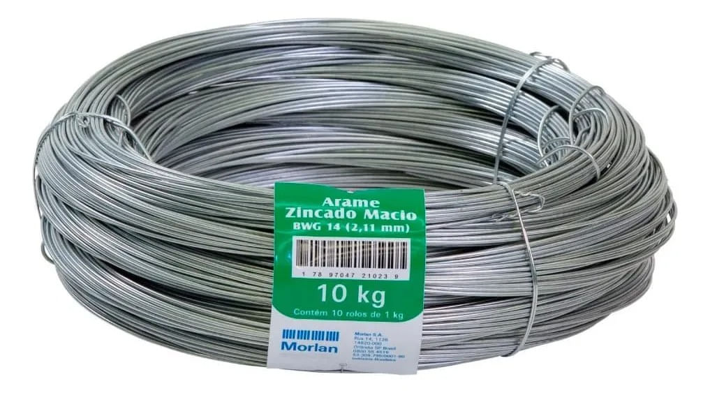 Arame Liso BWG 14 2,11mm 1kg Galvanizado Morlan