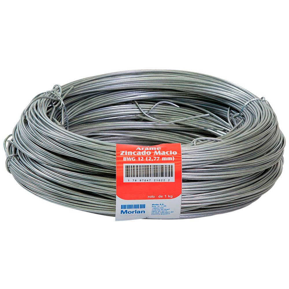 Arame Liso BWG 12 Galvanizado 1 kg 2,77mm Morlan