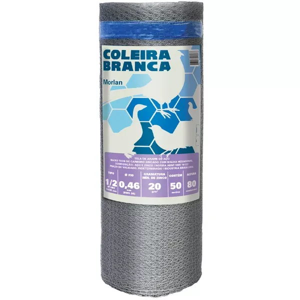 Tela Viveiro Galvanizada Coleira Branca Tipo 1/2 26x0,80 Morlan