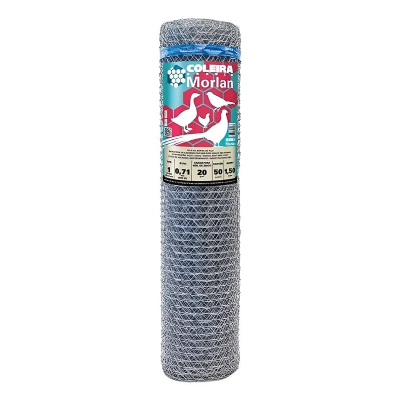 Tela Pinteiro Galvanizada Coleira Branca T1 22x1,50 Morlan