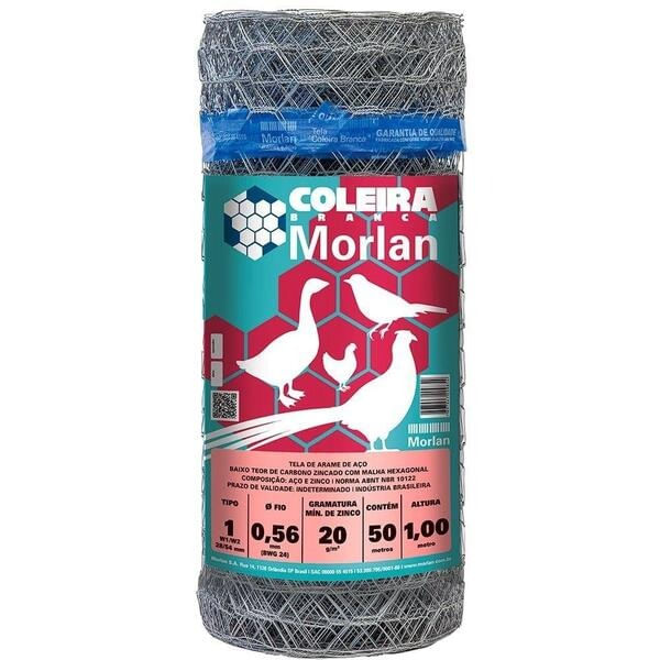 Tela Viveiro Galvanizada Coleira Branca Tipo 1/2 24x0,60 Morlan