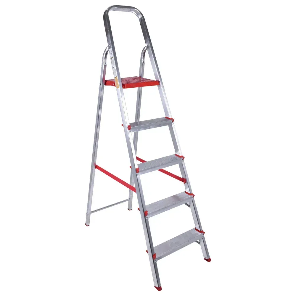Escada de Alumínio Doméstica Com Alça 5 Degraus 120Kg Worker